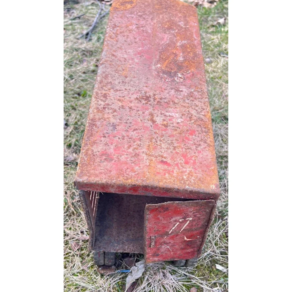 Vintage Structo Pressed Steel Semi Truck & Livestock Trailer 1950s Rustic Farm